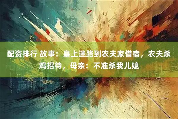 配资排行 故事：皇上迷路到农夫家借宿，农夫杀鸡招待，母亲：不准杀我儿媳