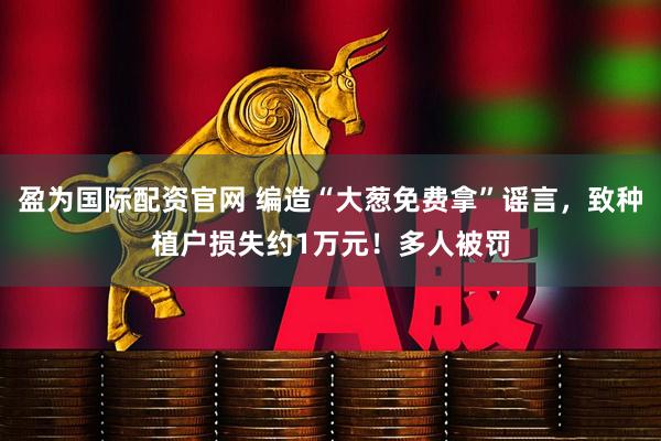 盈为国际配资官网 编造“大葱免费拿”谣言，致种植户损失约1万元！多人被罚